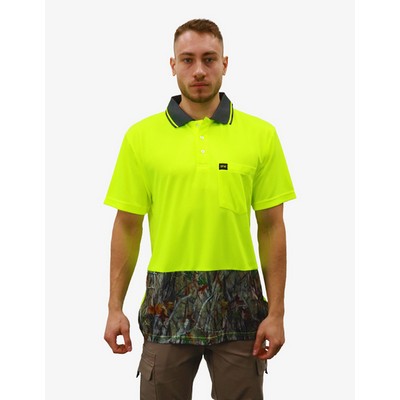 SFWP10 Polo Shirts - Fluro-Yellow-Tree-Camo