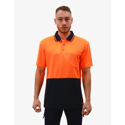 SFWP150 Polo Shirts - Fluro-Orange-Navy