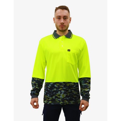 SFWP16 Polo Shirts - Fluro-Yellow-Black-Camo