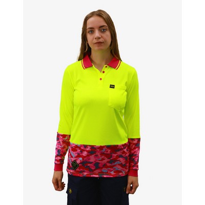 SFWP16L Polo Shirts - Fluro-Yellow-Pink-Camo