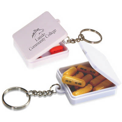 Square Shaped Pill Holder Keychain