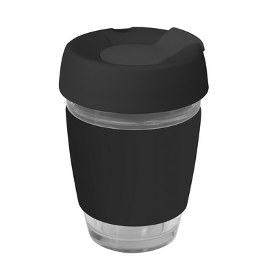 Genova Glass Coffee Cup - 350Ml With Silicon Lid And Band