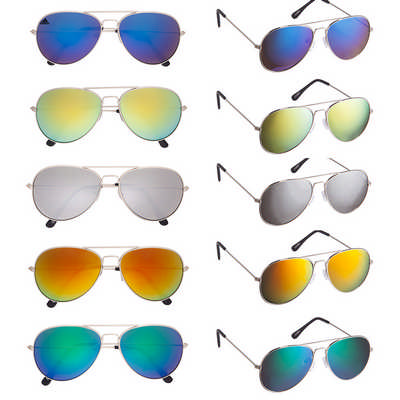 Colour Mirrored Aviator Sunglasses