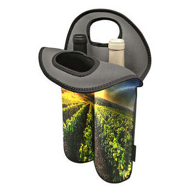 Neoprene Sublimated Insulated Twin Wine Bottle Tote