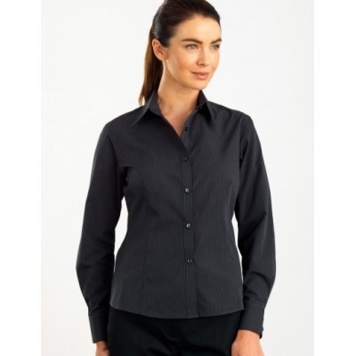 Dark Stripe Womens Business Shirt - Charcoal