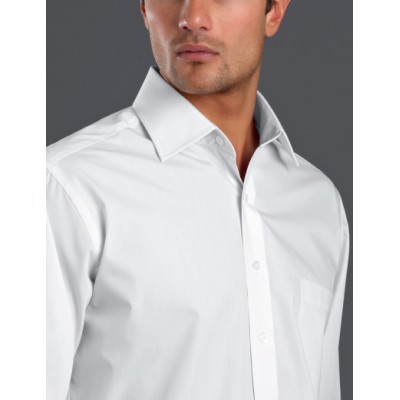 Poplin White Mens Business Shirt - White