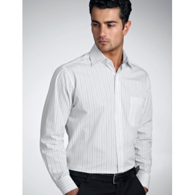Fine Stripe Mens Business Shirt - White