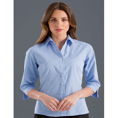 Multi Check Womens Business Shirt - Blue