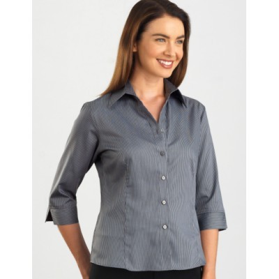 Pin Stripe Womens Business Shirt - Gunmetal