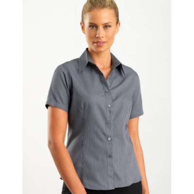 Pin Stripe Womens Business Shirt - Gunmetal