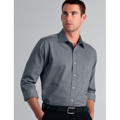 Pin Stripe Mens Business Shirt - Gunmetal