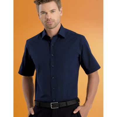 Mens Short Sleeve Poplin - Deep Blue