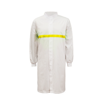FOOD INDUSTRY LONG LENGTH DUSTCOAT WITH MANDARIN COLLAR, CONTRAST TRIMS ON CHEST
