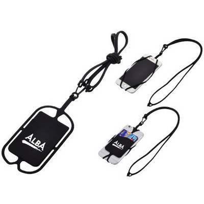 SILICONE LANYARD WITH MOBILE POCKET