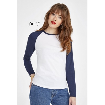 Milky Lsl Women S Two-Colour T-Shirt With Long Raglan Sleeves