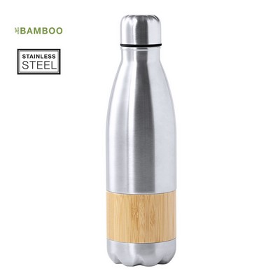 Drink Bottle stainless steel and bamboo 750ml
