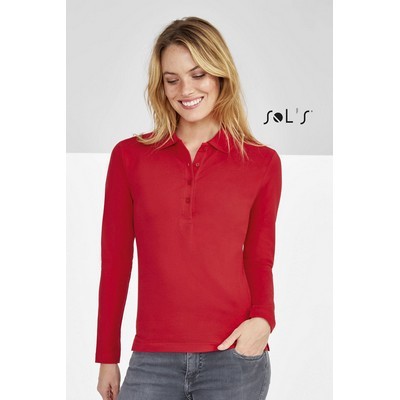 Polo shirt women s long sleeve 100% combed ring spun cotton PODIUM 