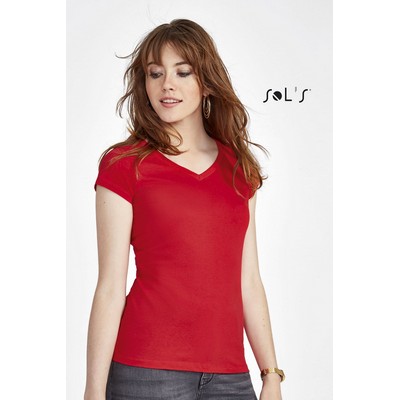 T shirt Womens deep V neck fitted MOON 