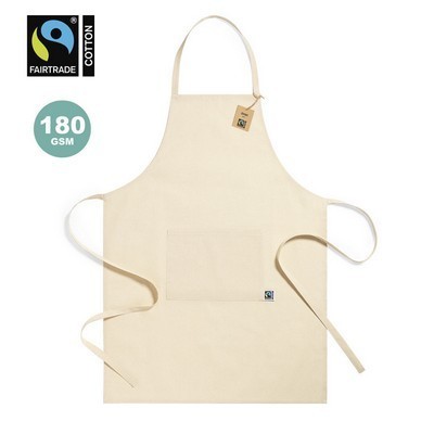 APRON 100% cotton Fairtrade certification. Front pocket and drawstring 