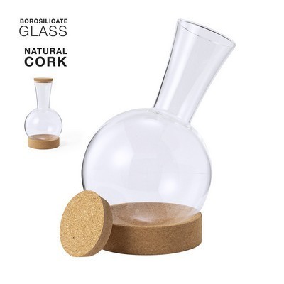 Wine Decanter borosilicate glass base and lid in cork 1.7 litre capacity