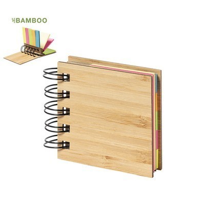 Sticky Notepad set with Bamboo cover - Spiral bound