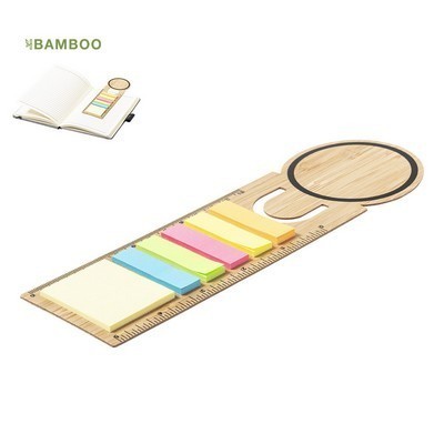 Bookmark with ruler and sticky notes bamboo 