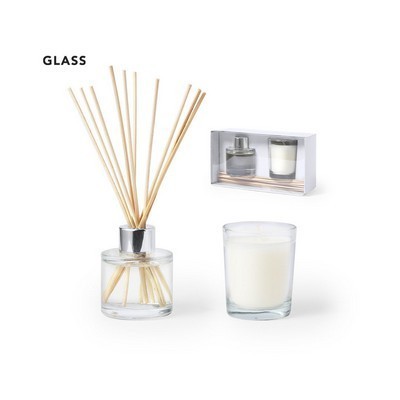 Diffuser Jasmine scented in glass and vanilla scented candle 