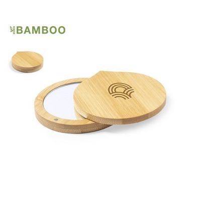 Cosmetic pocket mirror made from bamboo with magnetic closure Susil 