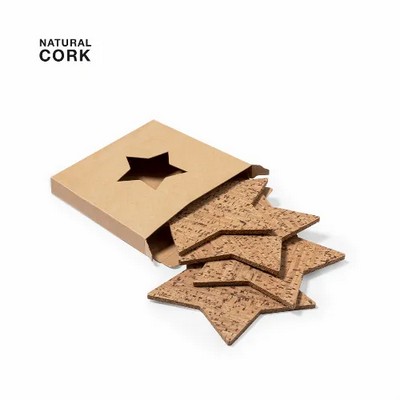 Coaster set - star shape x 4 Made from Cork