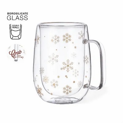 Christmas glass double walled with snowflake design