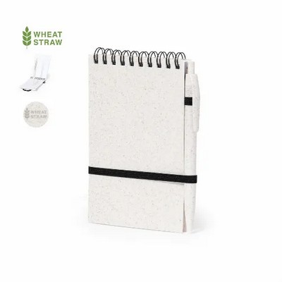 Notebook pocket side wheat straw cover and pen