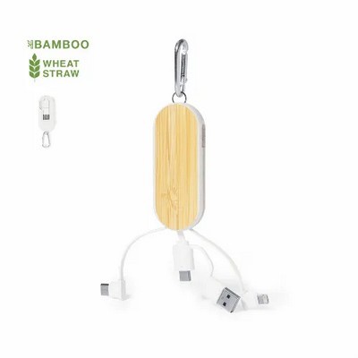 Charging cable with Carabiner made from Wheat Straw and Bamboo 