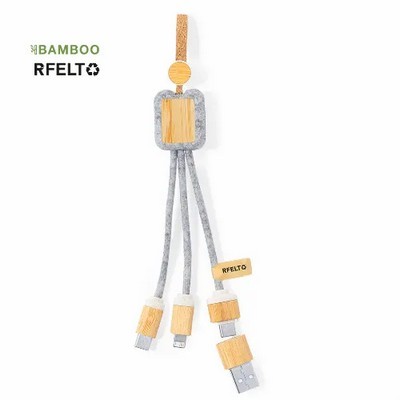 Charging cable made from RPET felt and Bamboo 