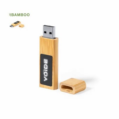 USB with light up logo made from bamboo