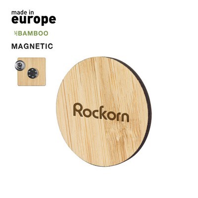 Badge / Pin made from Bamboo in round and square designs magnetic closure ROYERS