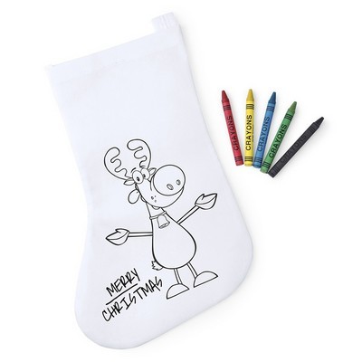 Christmas Stocking in non woven material create a picture to colour in with 5 supplied crayonsPlicom