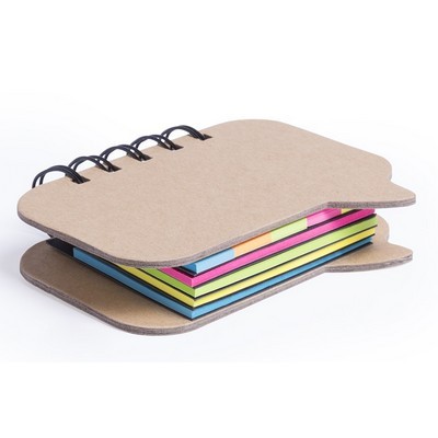 Sticky Notepad book with 225 sticky notes cover in recycled cardboard Lazza