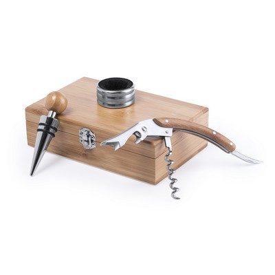 Wine Set of 3 utensils in a bamboo case Nitol