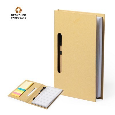 Sticky Notepad book cover and pen made from recycled cardboard Kendil