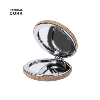 Cosmetic folding pocket mirror with cork exterior case Alunax 