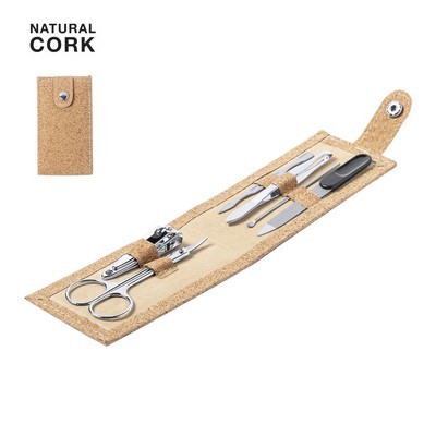 MANICURE SET of 6 case is made from cork 