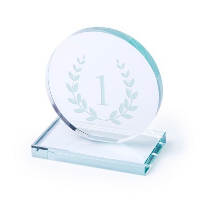 Trophy / Plaque in thick glass 10 x 11 x 6 cm Owen