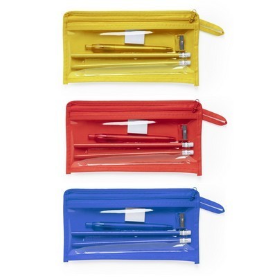 Pen and pencil set of 7 in a non woven pencil case Baiku