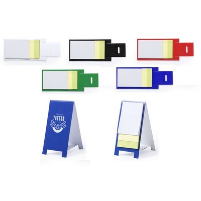 Desk note pad stand with sticky notes