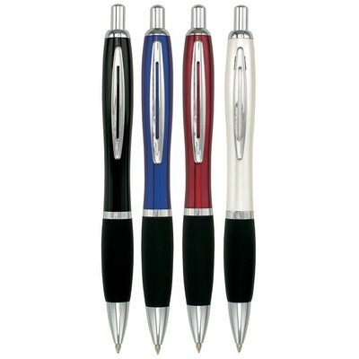 Metal pen curved barrel black rubber grip Ultra vista 