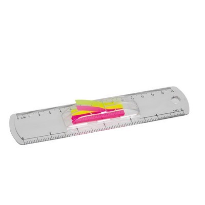 Ruler 15cm cleat with sticky note flags