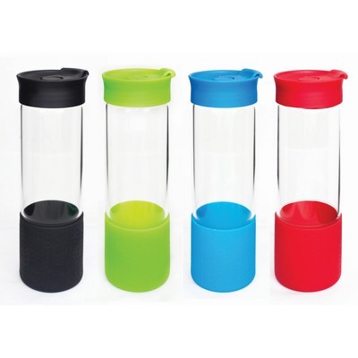 Drink Bottle glass with silicone top 500ml • by Runsmart