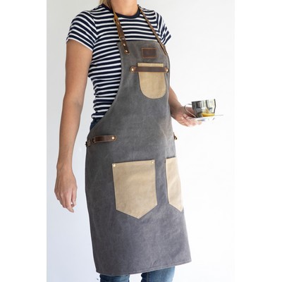 Apron BBQ style Canvas (16oz) with leather straps 