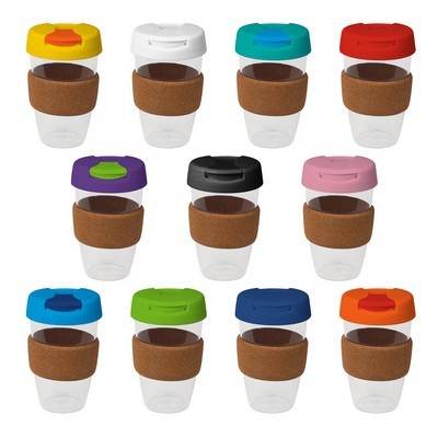 coffee cup / Mug 16oz/535ml Clear Plastic Karma Kup Cork Band Plastic Flip Lid Reusable Eco Friendly 