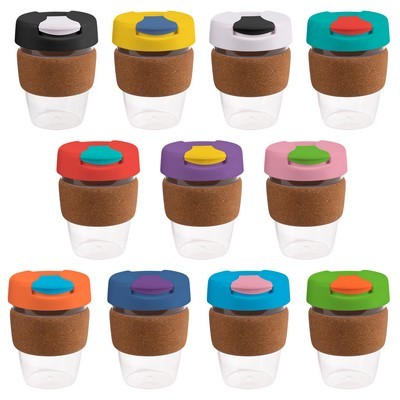 coffee cup / Mug 12oz/340ml Clear Plastic Karma Kup Cork Band Plastic Flip Lid Reusable Eco Friendly